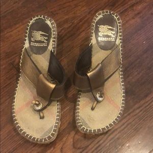 Authentic Burberry wedge slides